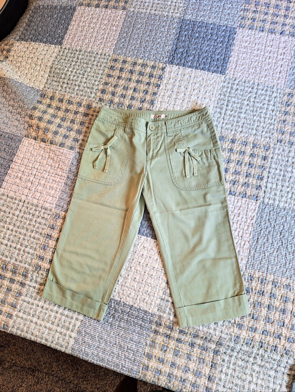 New, Sage Green Capri Pants 100% Cotton
